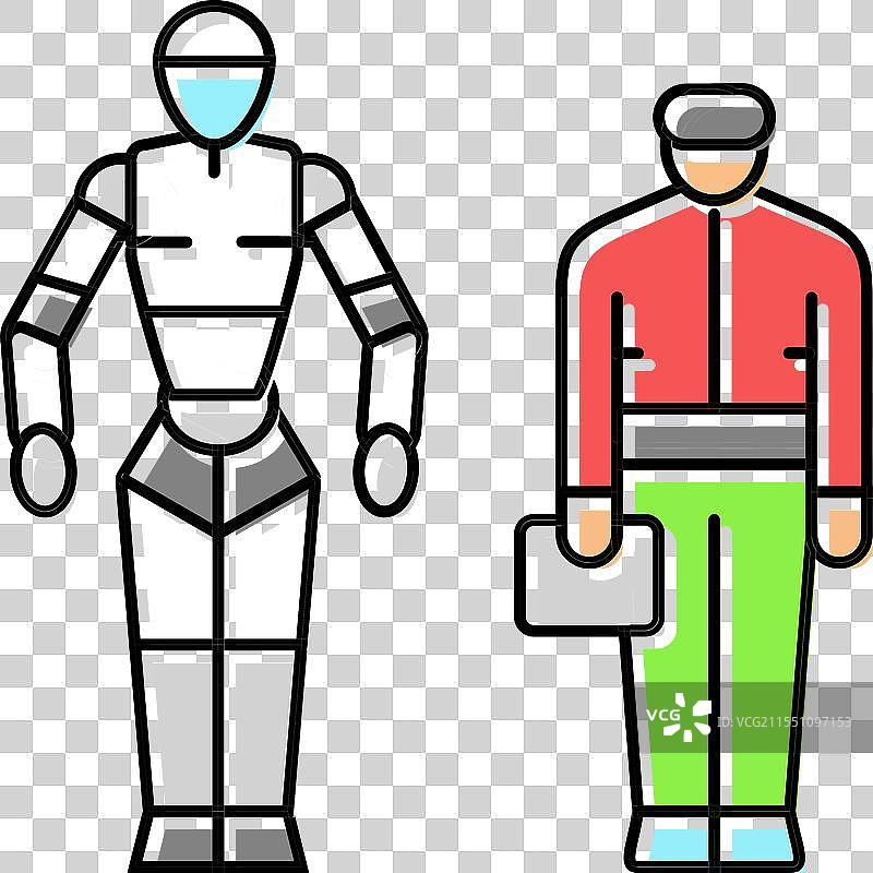 机器人技术爱好者彩色图标图片素材