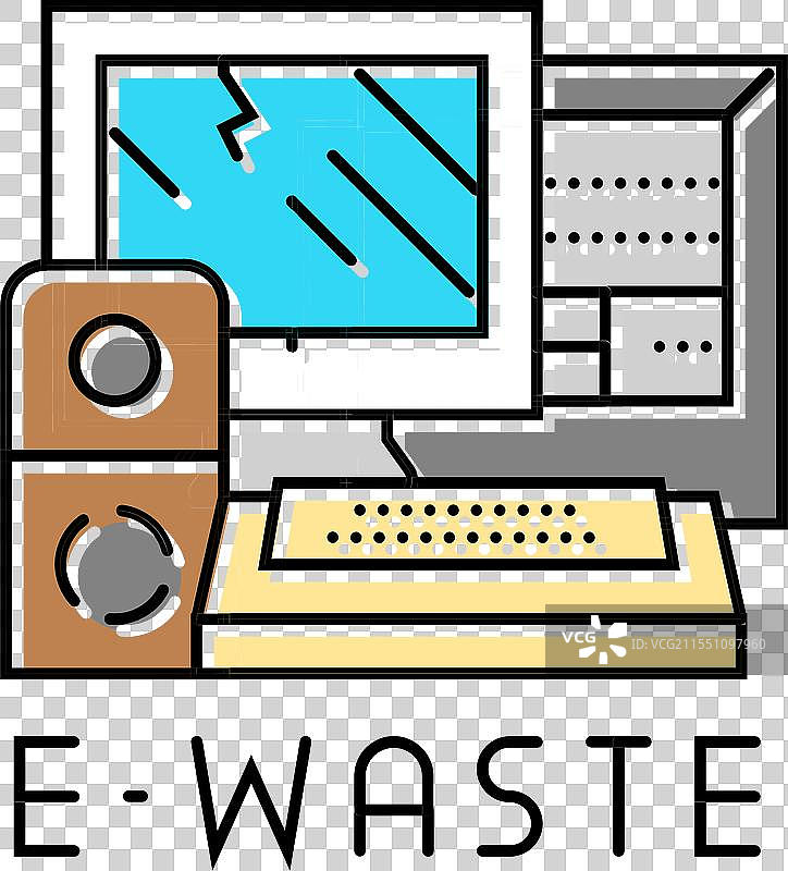 金属回收废物分类彩色图标图片素材