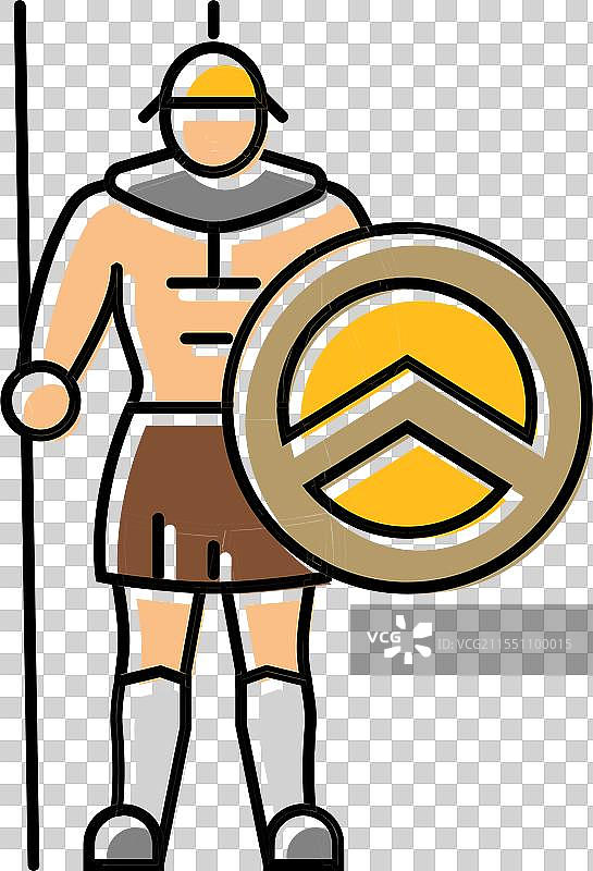 罗马希腊战士士兵彩色图标图片素材