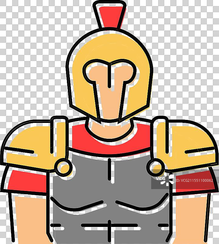 罗马希腊角斗士士兵彩色图标图片素材