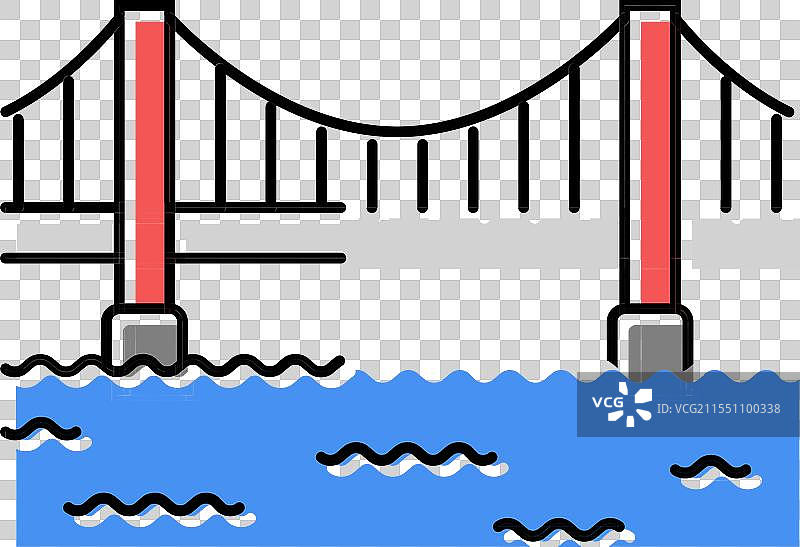 悬索桥彩色图标图片素材