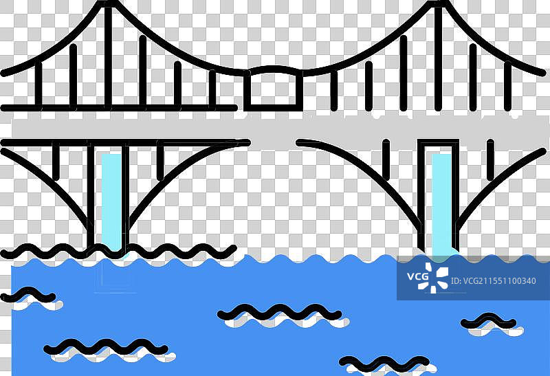 悬臂桥彩色图标图片素材