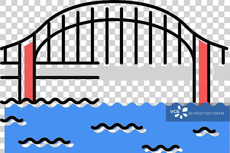 系杆拱桥 彩色图标图片素材