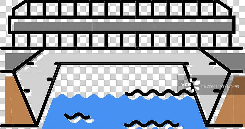 水渠桥彩色图标图片素材