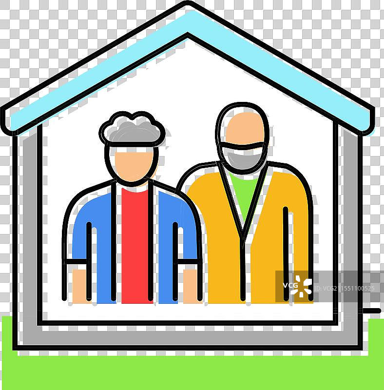 家庭老年人休闲彩色图标图片素材