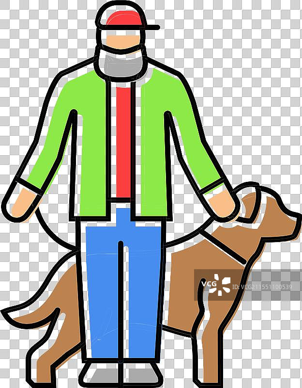 宠物老年人休闲彩色图标图片素材