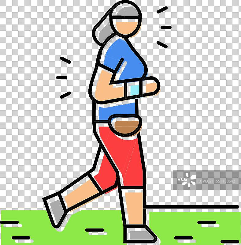 老年人休闲慢跑彩色图标图片素材