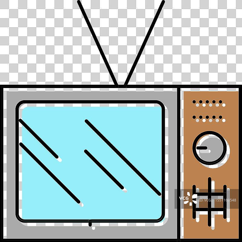 老年人休闲电视彩色图标图片素材