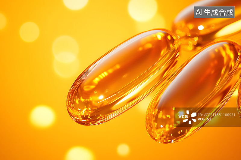 【AI数字艺术】金色胶囊药物的三维渲染图片素材