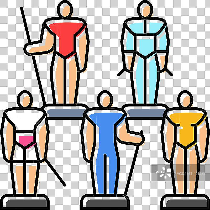 收集手办的御宅族彩色图标图片素材