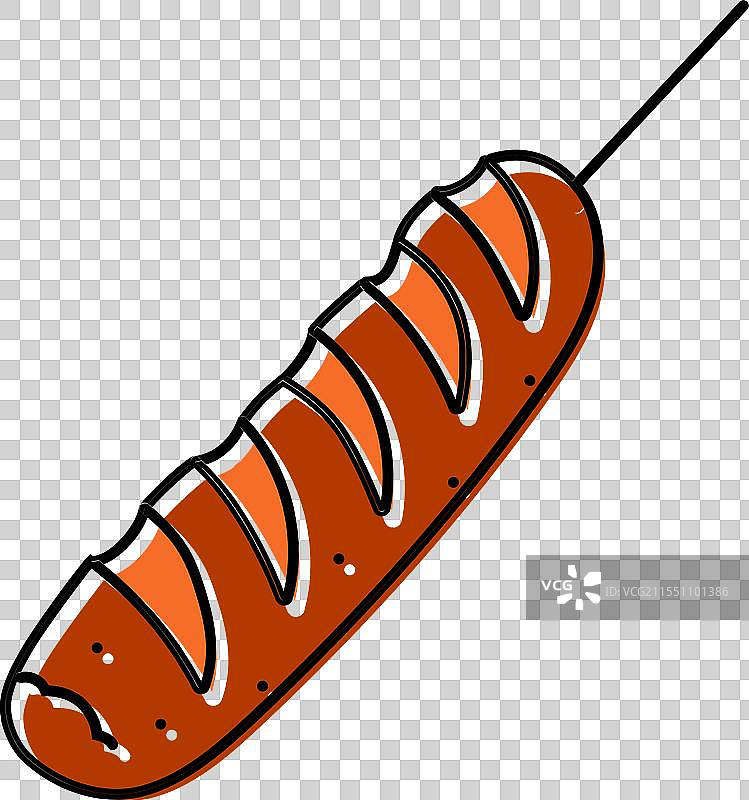 炸香肠肉彩色图标图片素材