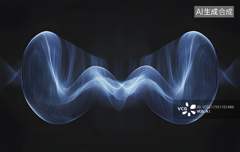 【AI数字艺术】黑色背景中发光几何环形圆形黑洞图形波粒子物理概念科技图片素材