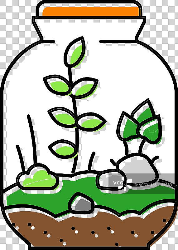 城市花园的生态瓶彩色图标图片素材