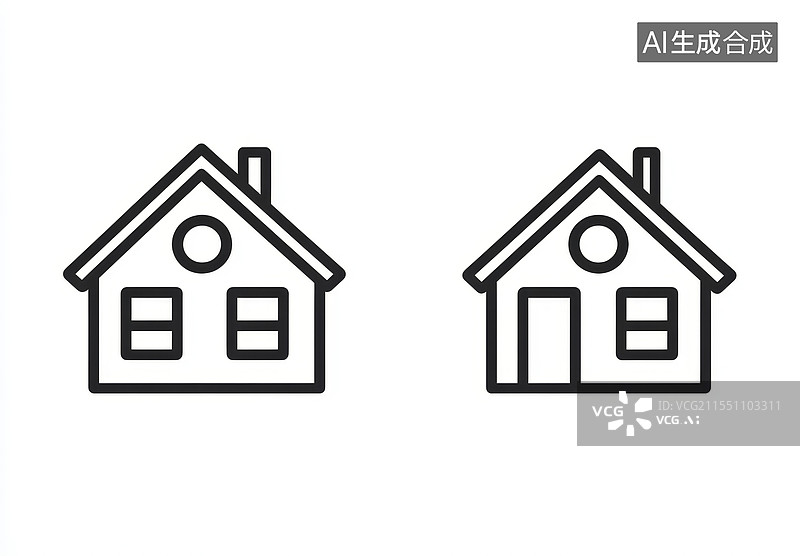 【AI数字艺术】简单的房屋图标图片素材