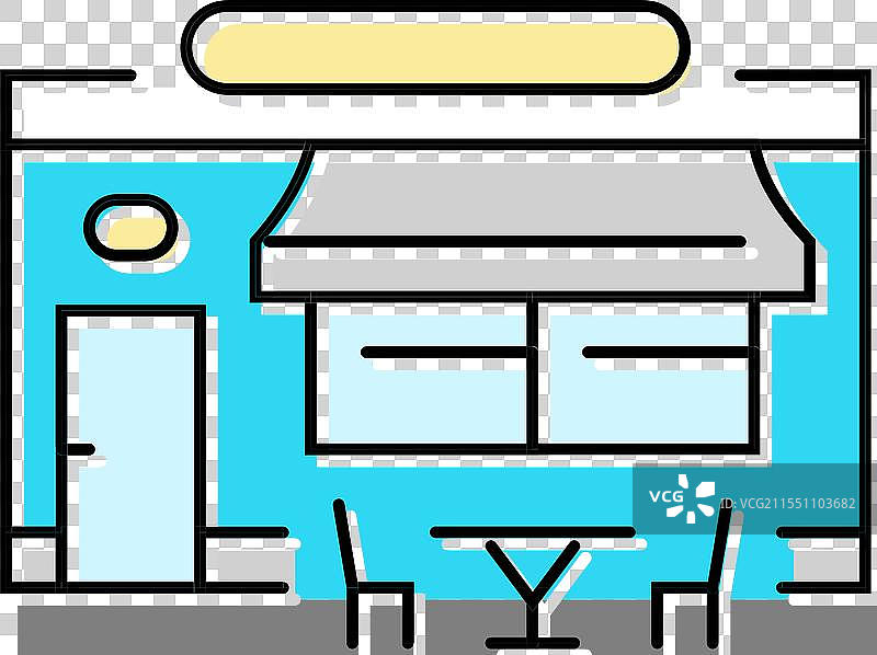 人行道街头食品咖啡馆彩色图标图片素材
