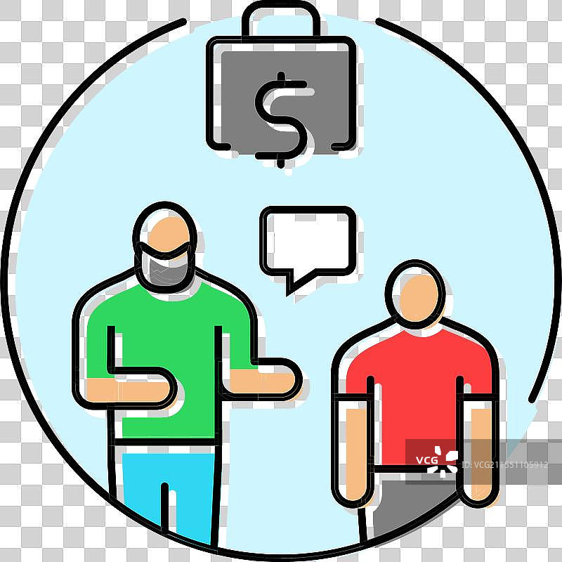 裙带关系、任人唯亲、金钱、商业、现金的彩色图标图片素材