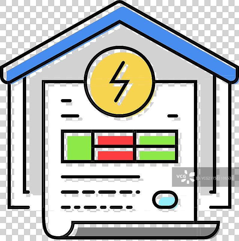 家庭能源审计彩色图标图片素材