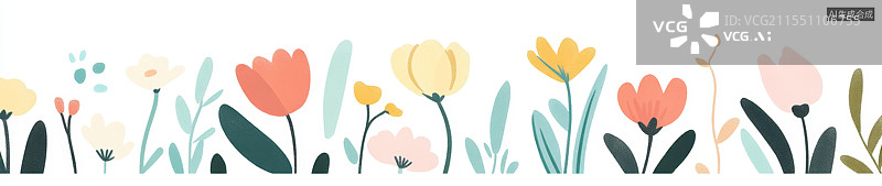 【AI数字艺术】花卉边框与春天的花朵图片素材