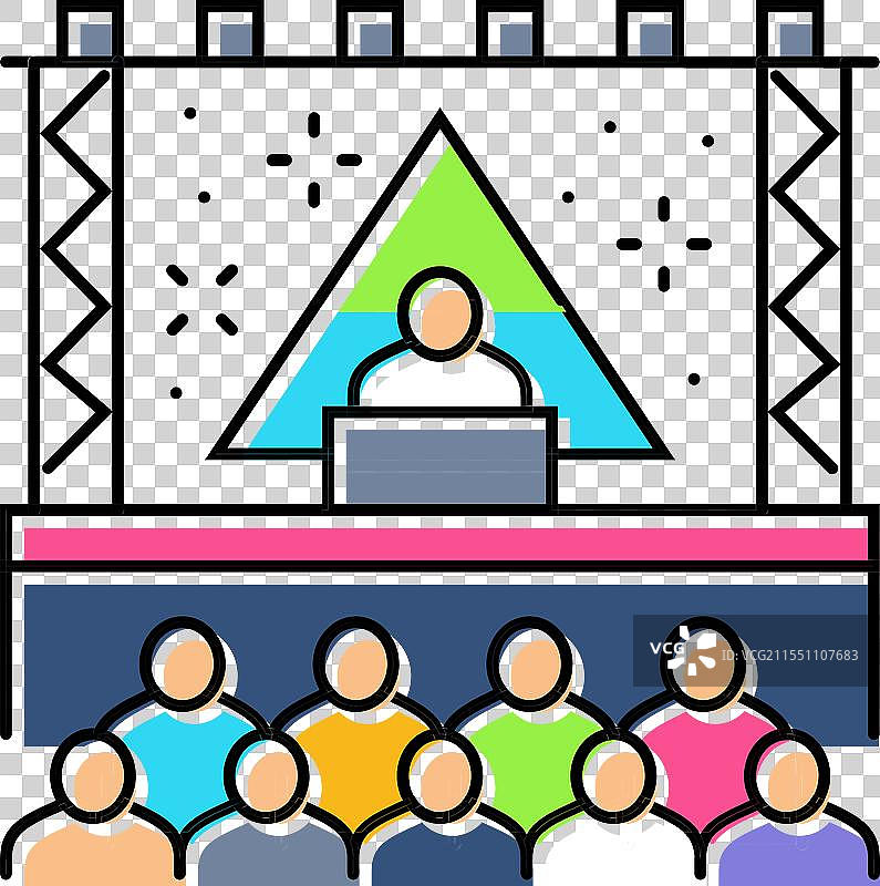 电子音乐节狂欢复古色彩图标图片素材