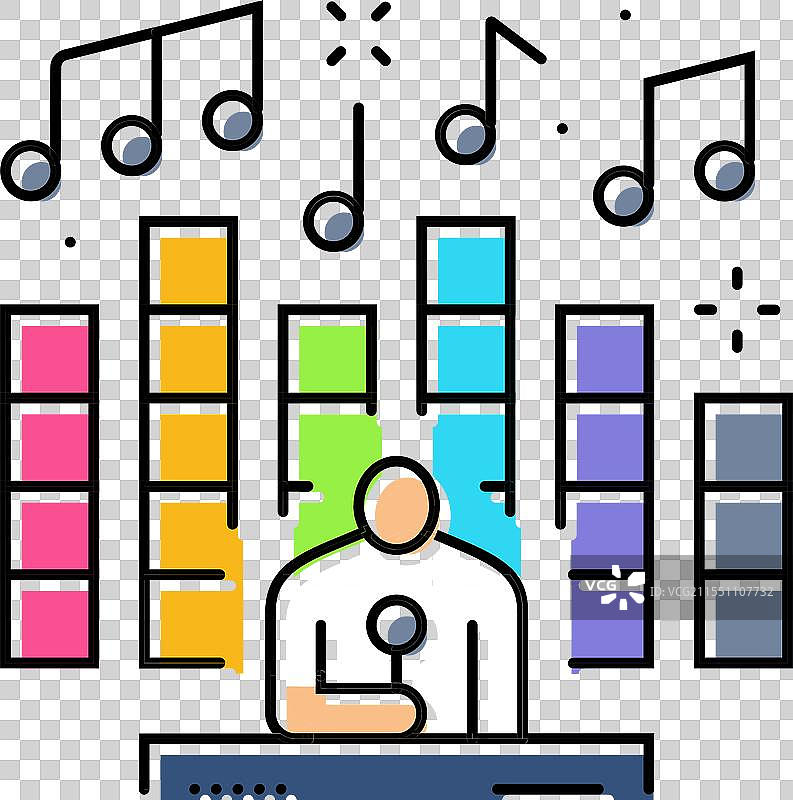 电子舞曲生活方式狂欢复古色彩图标图片素材