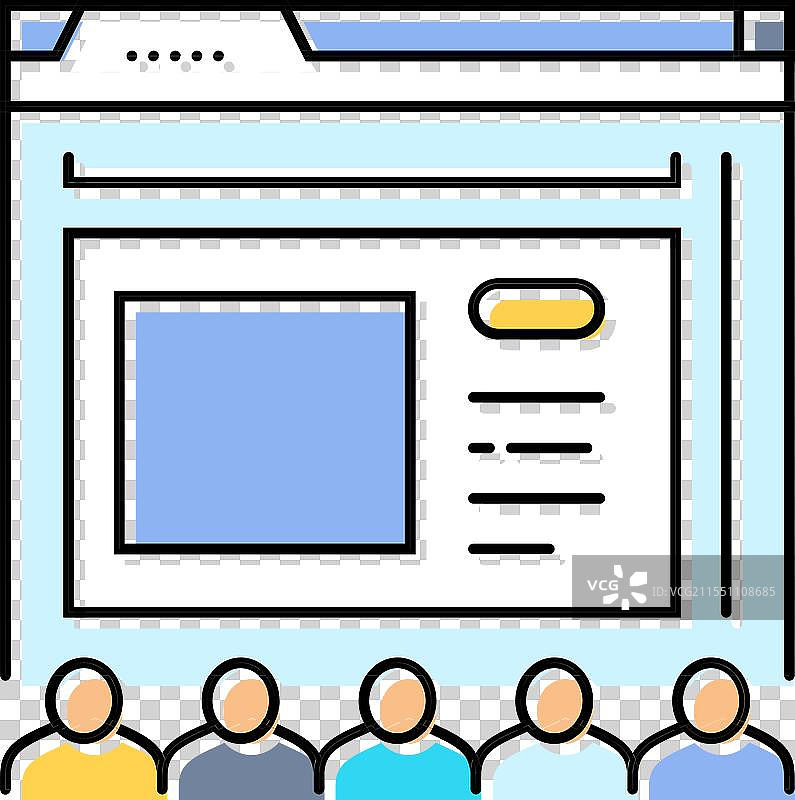 网络研讨会演示虚拟会议彩色图标图片素材