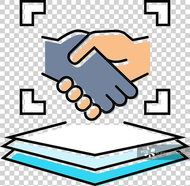 虚拟会议握手彩色图标图片素材