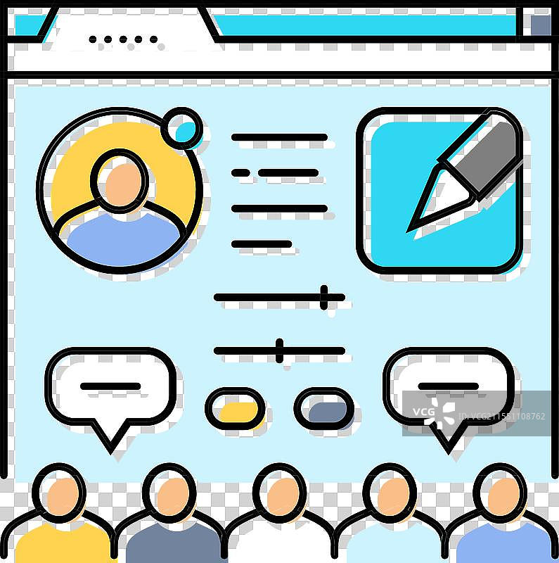 贸易展虚拟会议彩色图标图片素材