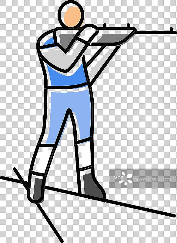 冬季两项运动彩色图标图片素材