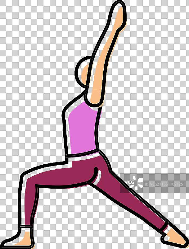 战士一式（Virabhadrasana I）瑜伽彩色图标图片素材