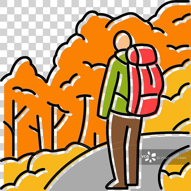 秋季登山落叶色彩图标图片素材