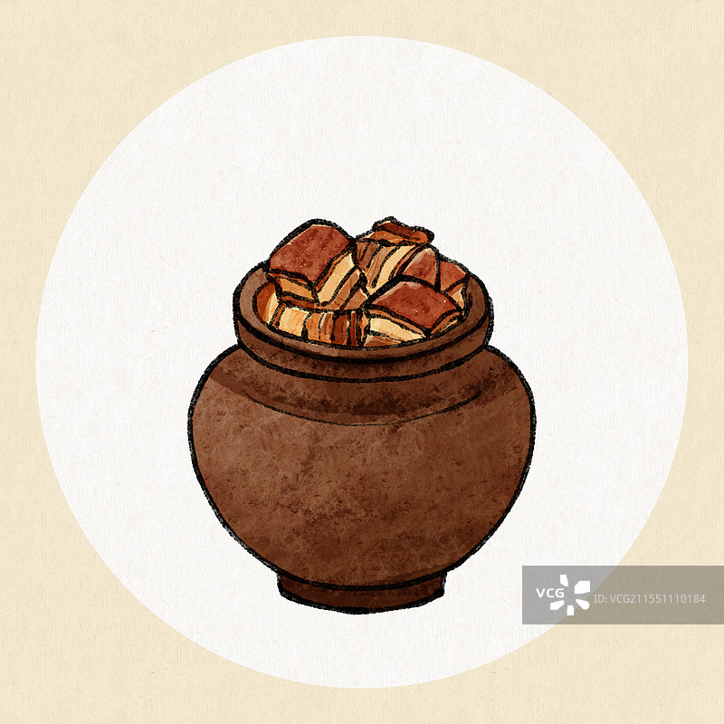 山东济南美食国风插画-坛子肉图片素材