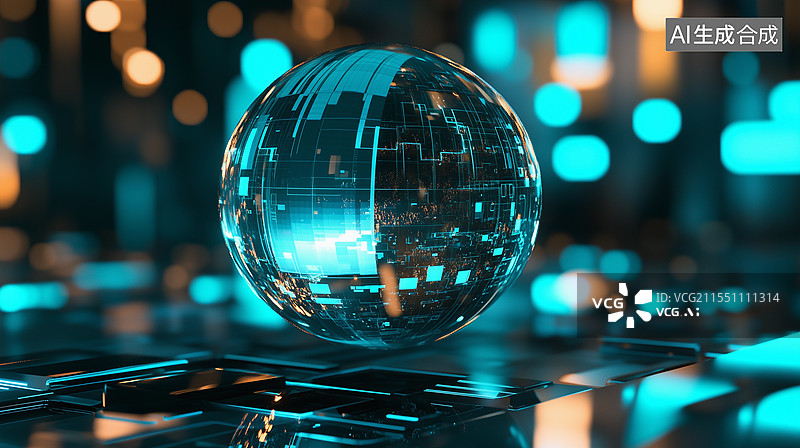 【AI数字艺术】未来科技主题海报——数字地球图片素材