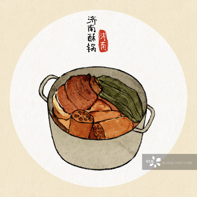 山东济南美食国风插画-酥锅图片素材
