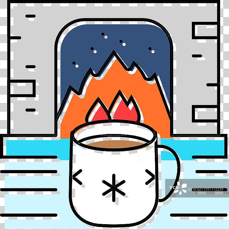 热巧克力 壁炉 冬季 彩色图标图片素材