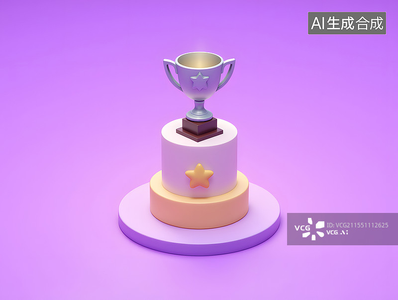 【AI数字艺术】冠军奖杯的3D模型渲染插图图片素材
