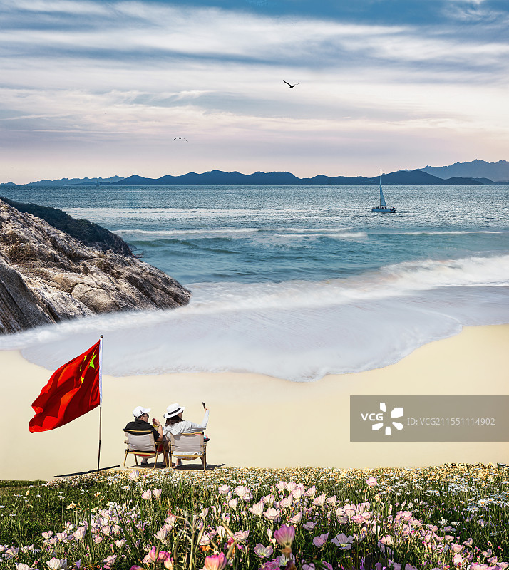 青岛小麦岛海上自然风光图片素材