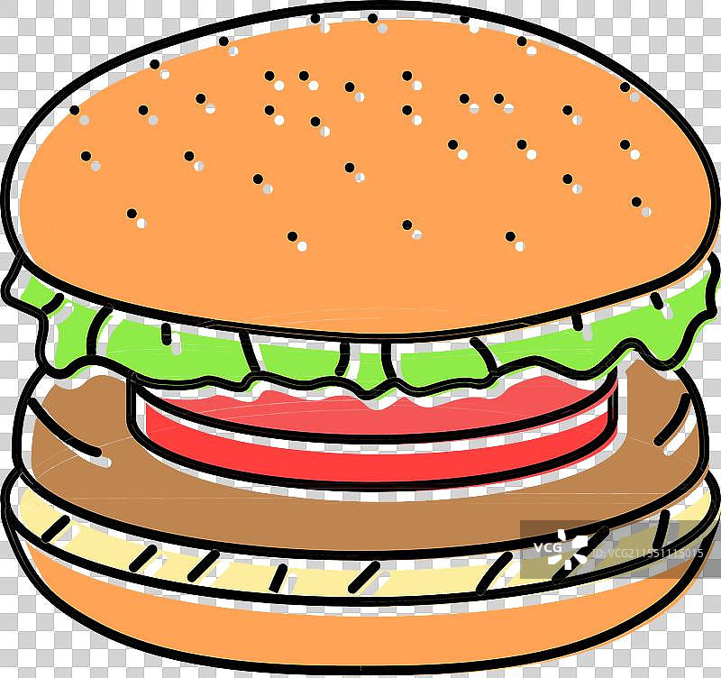 素食汉堡 纯素食品 彩色图标图片素材