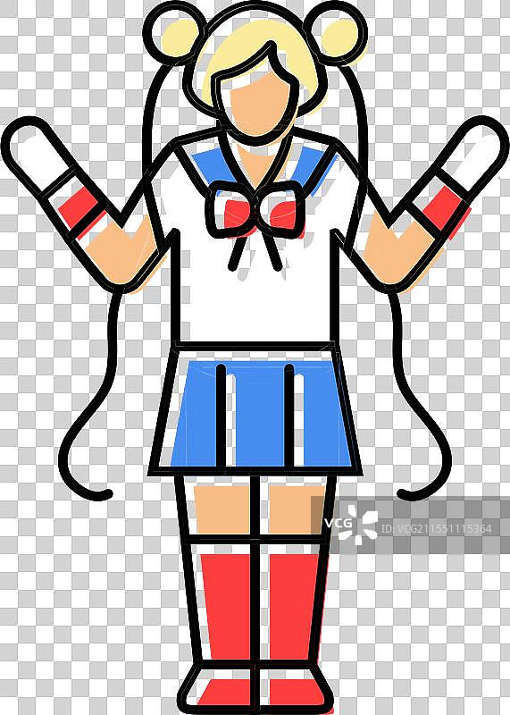 女性漫画角色扮演彩色图标图片素材