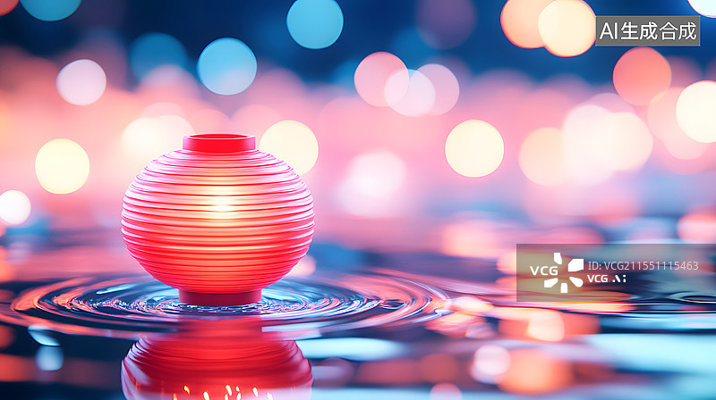 【AI数字艺术】春节传统节日的庆典灯笼三维渲染插图图片素材