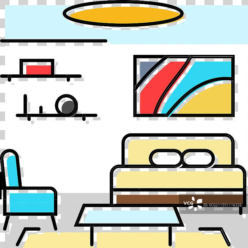 酒店套房的彩色图标图片素材