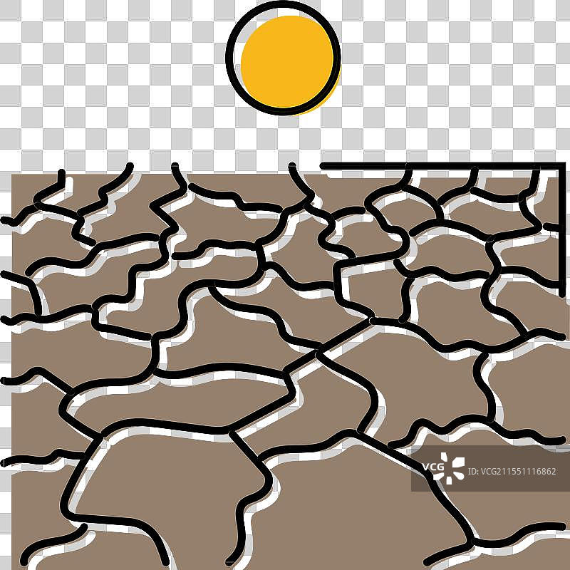 干旱天气自然现象彩色图标图片素材