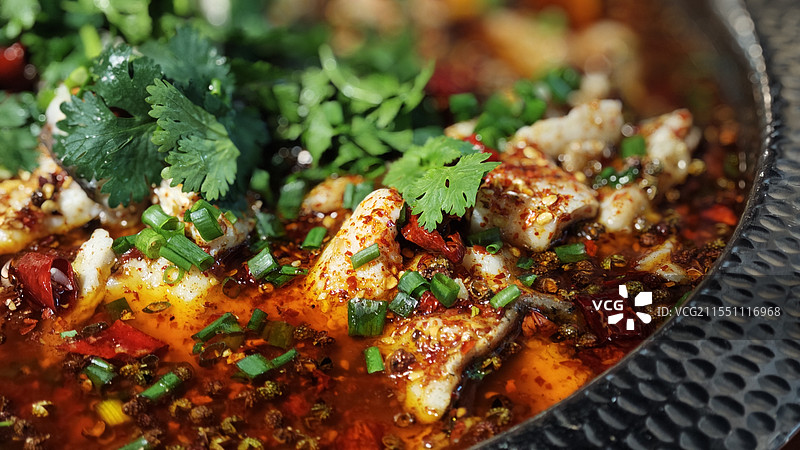 美味川菜麻辣水煮鱼的特写图片素材