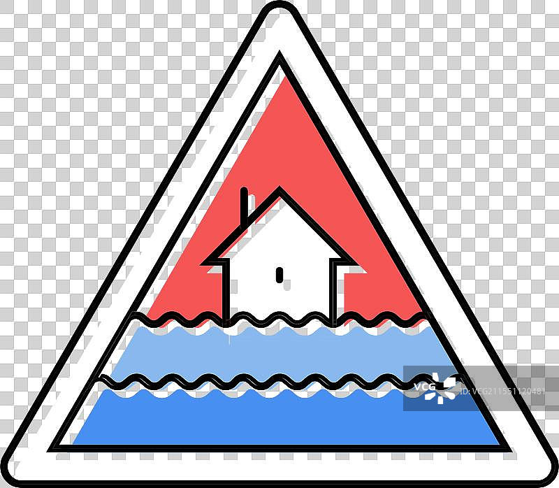 紧急洪水警报彩色图标图片素材