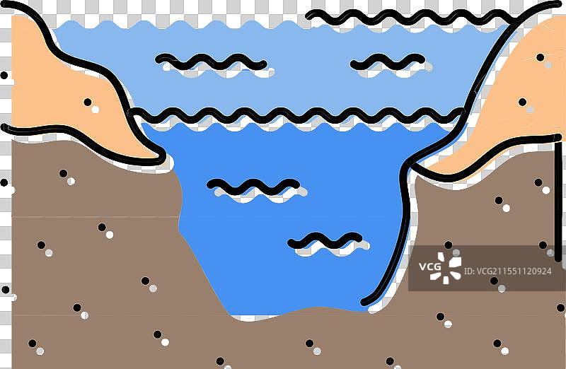 溢出的河流灾害彩色图标图片素材