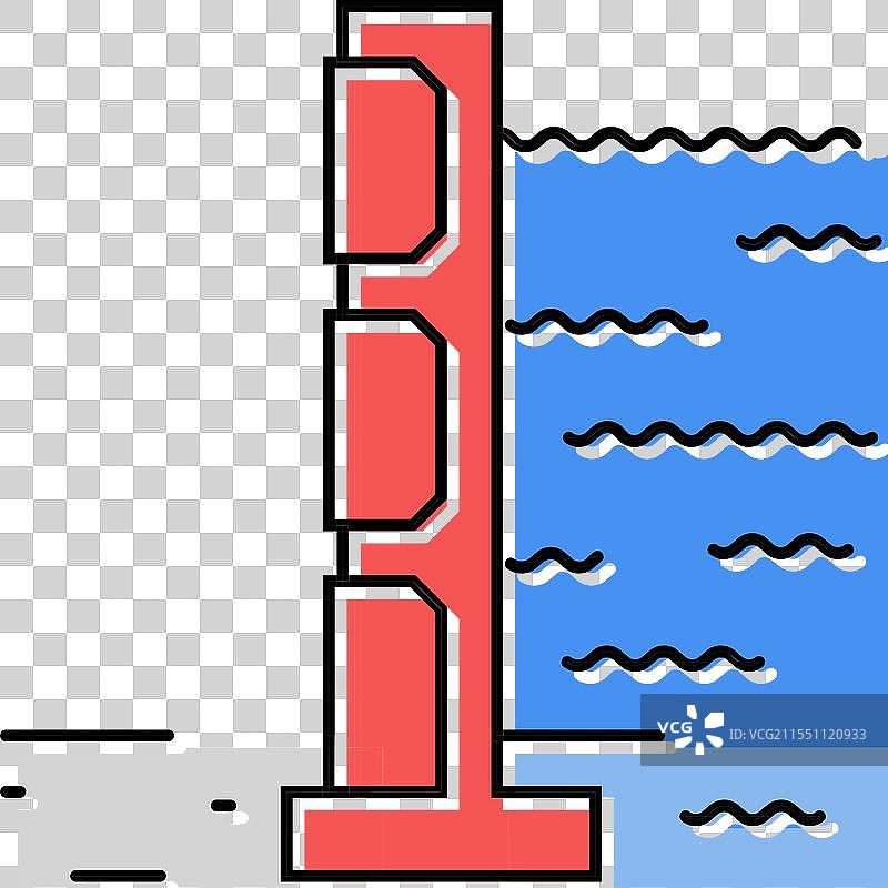 洪水防护墙灾难彩色图标图片素材