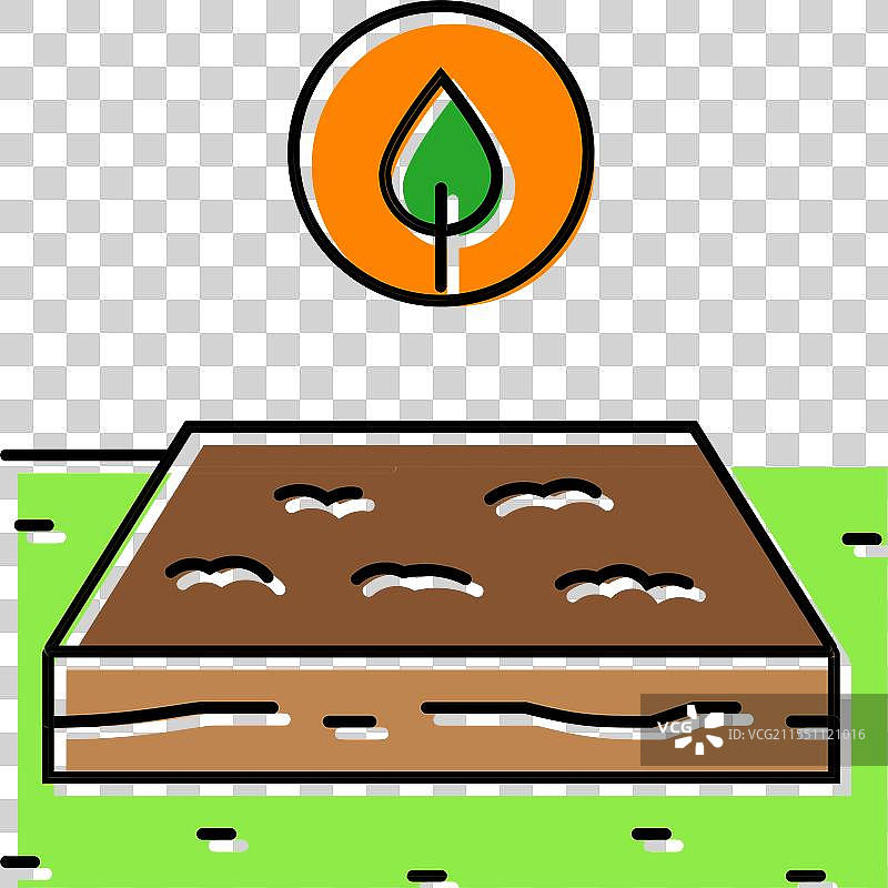 花坛准备与园艺维护的彩色图标图片素材