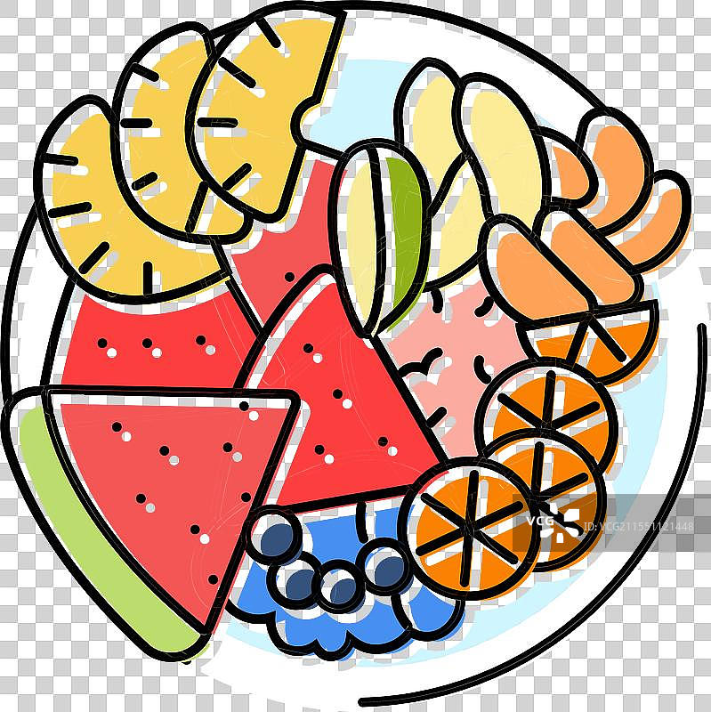 生食主义者的水果拼盘彩色图标图片素材