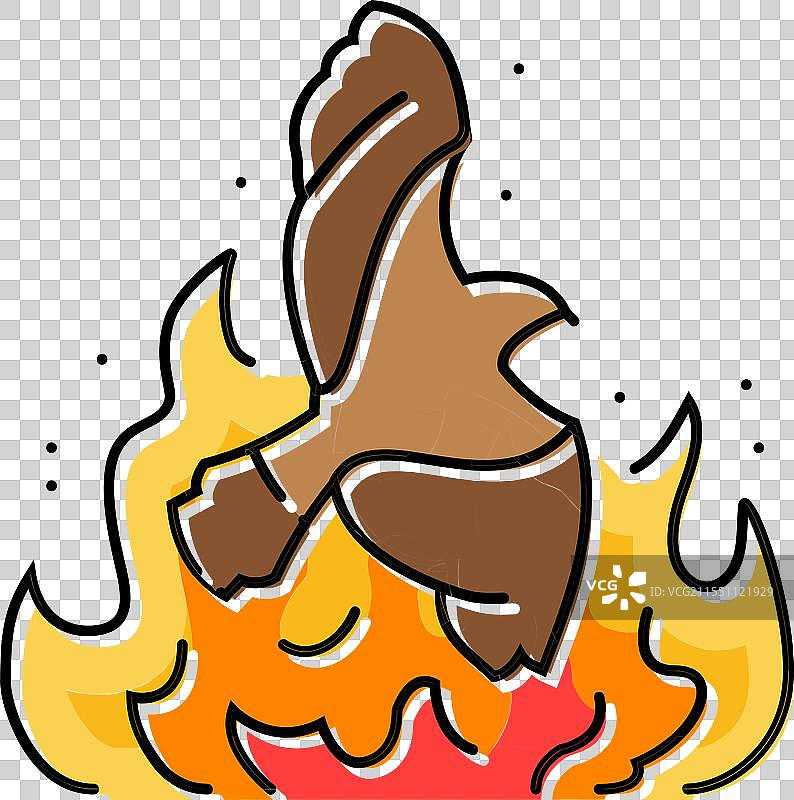 火灾灾难中的鸟类彩色图标图片素材