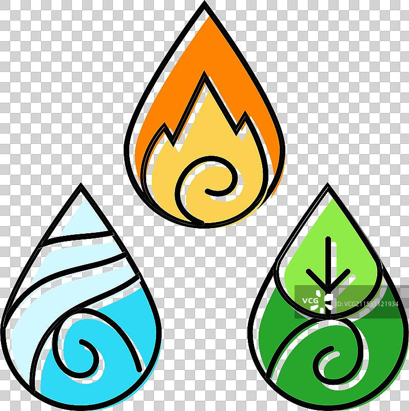 阿育吠陀三种体质的颜色图标图片素材