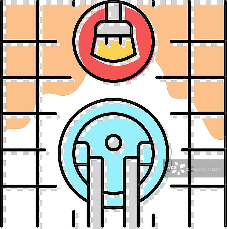 瓷砖缝隙清洁家庭维护彩色图标图片素材